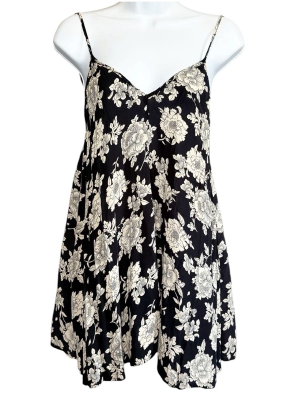 BRANDY MELVILLE Navy Floral Slip Mini Dress Cottagecore Rayon One Size